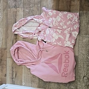 Reebok pink hoodie size small plus floral quarter zip hoodie size small